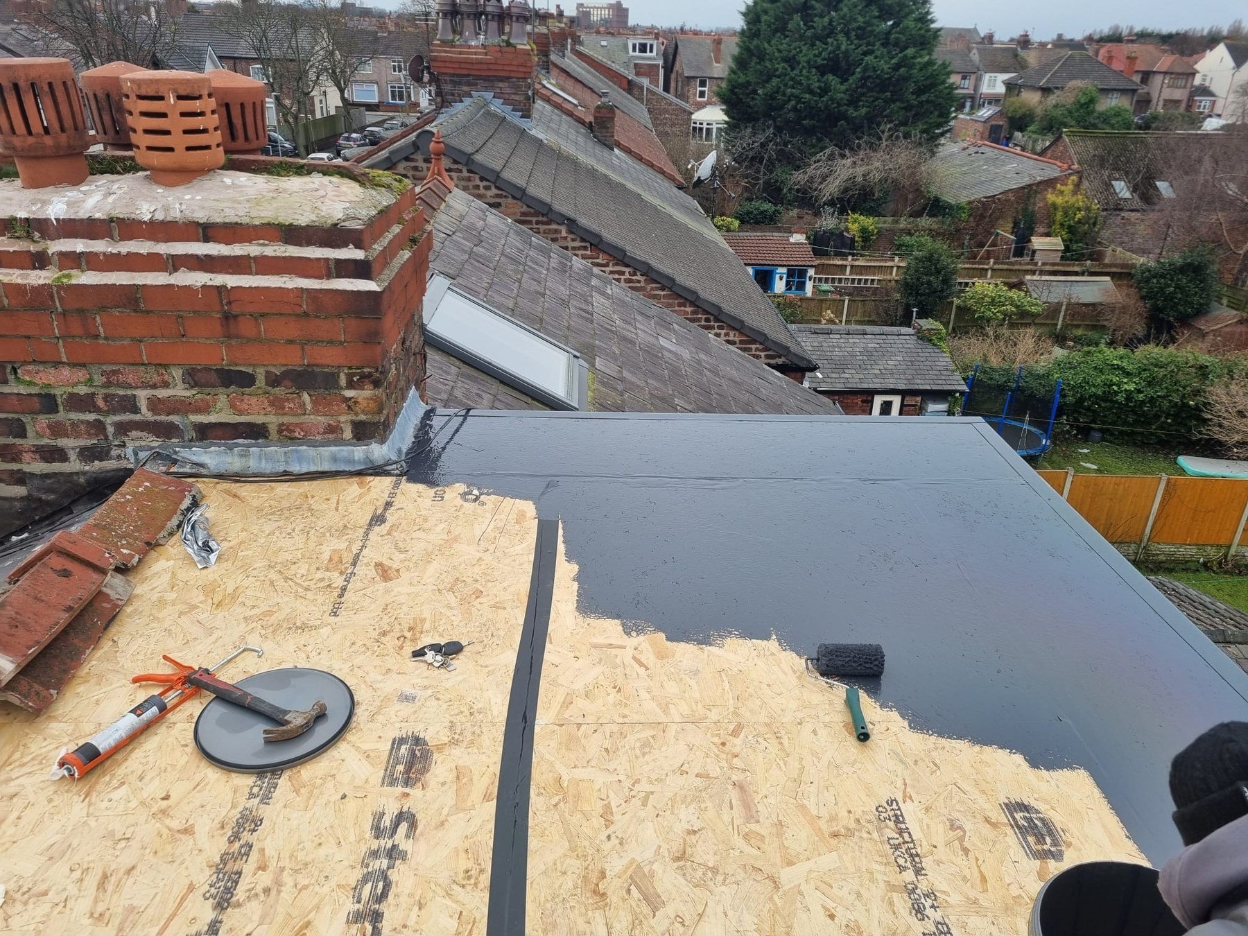 Flat roof chimney detail Liverpool