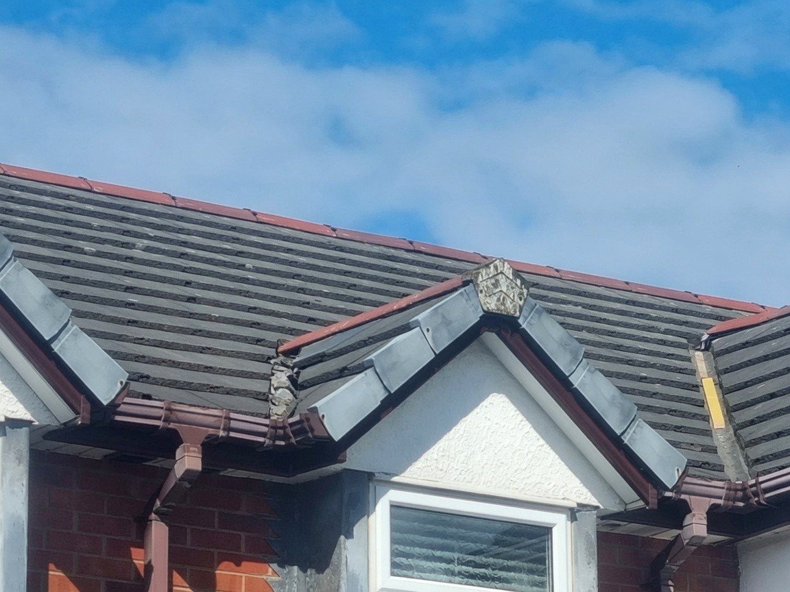 Ridge tiles before replacement